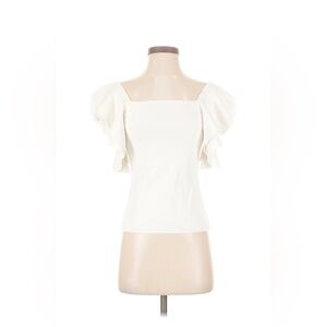 INC International Concepts Off-White Ruffle Sleeve Blouse